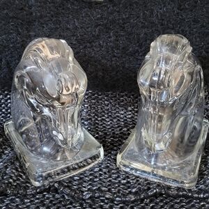 Vintage Pair Of Federal Glass Pressed Glass Horse Head Bookends